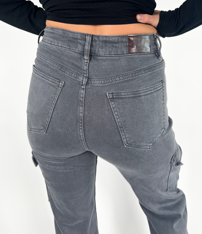 Macy Cargo Jeans | Grey | Stretch | Tall