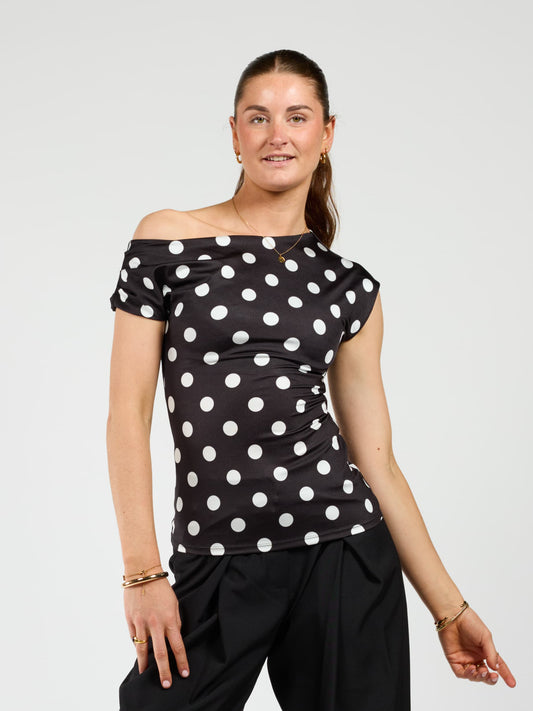 Amber Polkadot top | Zwart wit | Tall