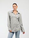 Semi-fitted blouse | Grey striped | Tall