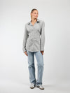Semi-fitted blouse | Grey striped | Tall