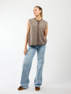 Lola Knitted Spencer met Knoopjes | Bruin wit gestreept | Tall