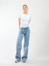 Indy | Mid Waist Wide Leg Jeans | Met krijtstreep | Stretch | Tall