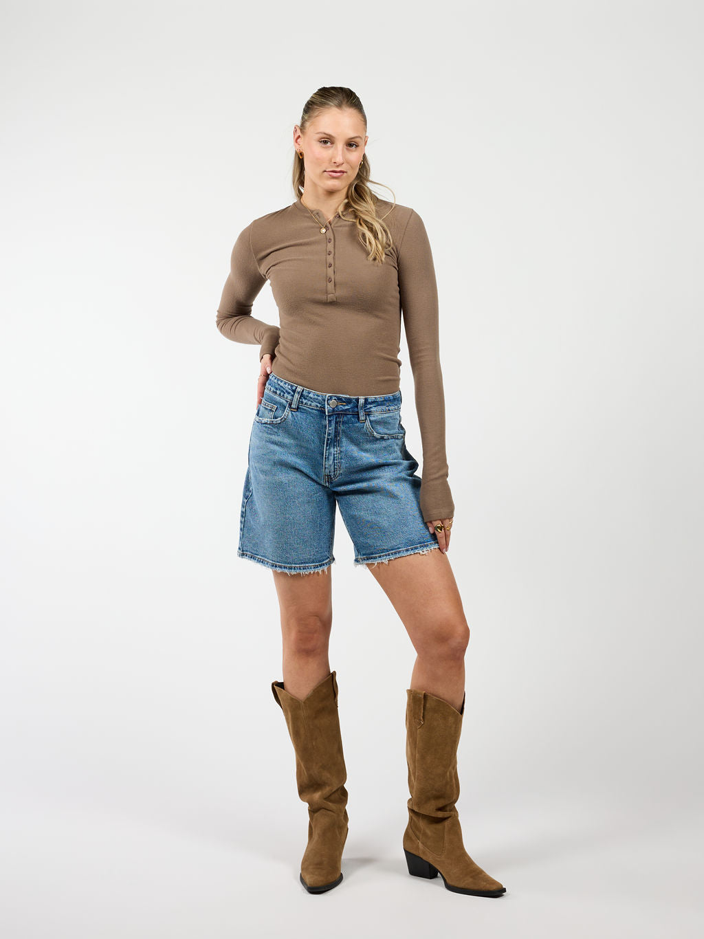 Cilia | Long sleeve button-up top | Brown | Tall – The Wildflower Club