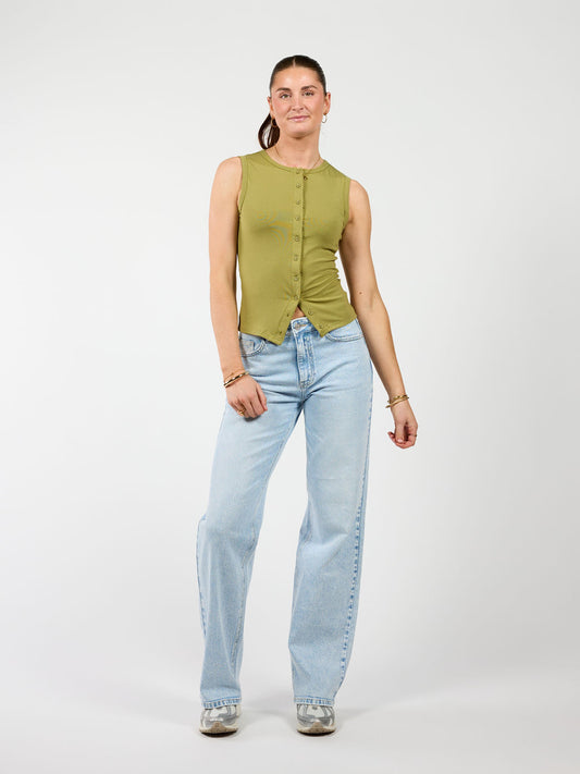 Hazel | Button-down Tank Top | Green | Tall