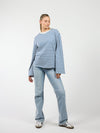 Nine Tee | Wijd uitlopende mouw | Gestreept wit blauw | Tall