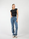 Lucie top open back | Short sleeve | Black | Tall