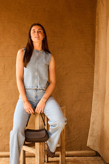 Lulu | Co-ord | Denim top | Blauw  | Tall