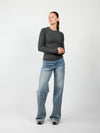 Liza long sleeve top | Donkergrijs | Tall