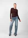 Liza long sleeve top | Donkerbruin | Tall