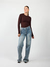 Liza long sleeve top | Donkerbruin | Tall