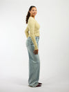 Cilia | Long sleeve top met knopen | Groen | Tall