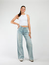 Roxy | Mid Waist Super Wide Leg Jeans | Light Blue | Stretch | Tall