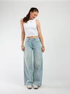 Roxy | Mid Waist Super Wide Leg Jeans | Light Blue | Stretch | Tall