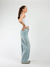 Roxy | Mid Waist Super Wide Leg Jeans | Light Blue | Stretch | Tall
