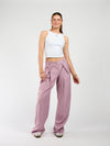 Ella | Wide leg pantalon met plooien | Roze | Tall