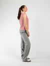 Lola Knitted Button-Up Spencer | White red striped | Tall