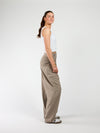 Ella | Wide leg pantalon met plooien | Taupe | Tall