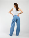 Ella | Wide leg pantalon met plooien | Denim blauw | Tall