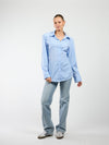 Semi-fitted blouse | Blue striped | Tall