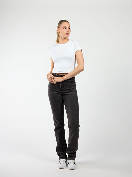 Grace Straight Leg Jeans | Dark grey | Stretch | Tall