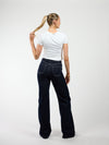 Indy | Mid Waist Wide Leg Jeans | Navy blauw | Stretch | Tall