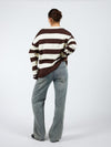 Ella | Knitted sweater | Brown striped | Tall