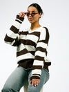 Ella | Knitted sweater | Brown striped | Tall