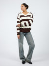 Ella | Knitted sweater | Brown striped | Tall