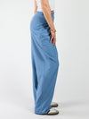 Ella | Wide leg pantalon met plooien | Denim blauw | Tall