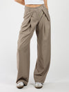 Ella | Wide leg pantalon met plooien | Taupe | Tall