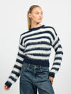 Franky Cropped Knit | Navy gestreept | Tall