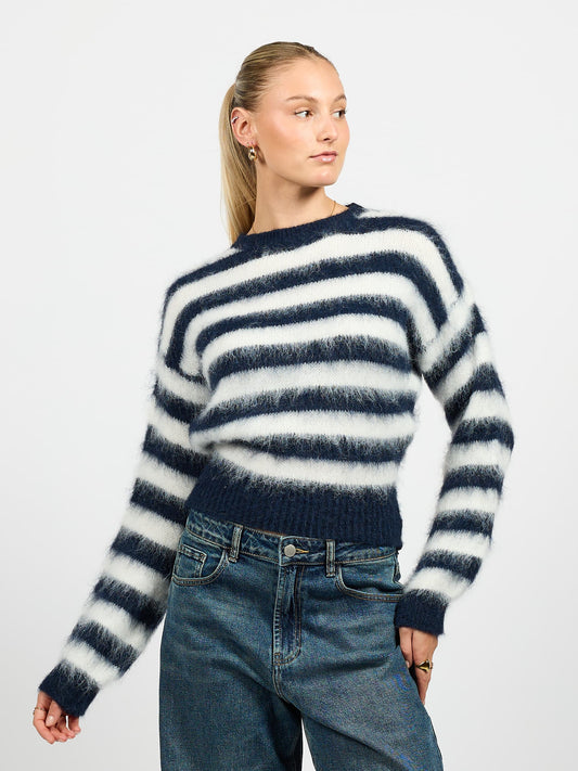 Franky Cropped Knit | Navy gestreept | Tall