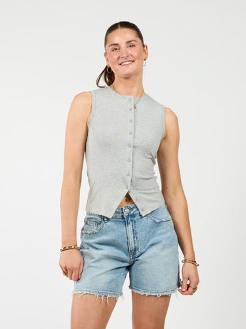 Hazel | Tanktop met knopen | Grijs | Tall