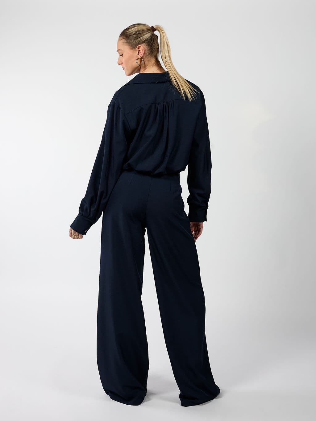 Jip | Wide leg pantalon met plooien | Navy | Tall – The Wildflower