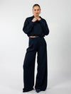 Jip | Wide-leg trousers with pleats | Navy | Tall