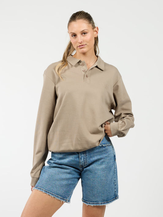 June | Sweater met polokraag | Sage groen | Tall