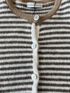 Lena Gebreid Vest met Knoopjes | Wit bruin gestreept | Tall
