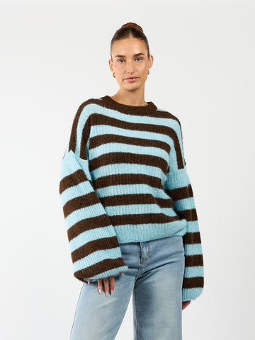 Leah Knit | Gestreept blauw bruin | Tall