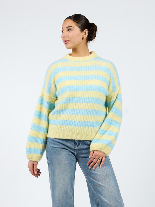 Leah Knit | Gestreept blauw geel | Tall