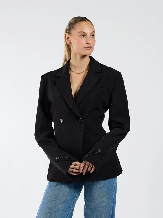 Lily getailleerde blazer | Zwart met diamonds | Tall