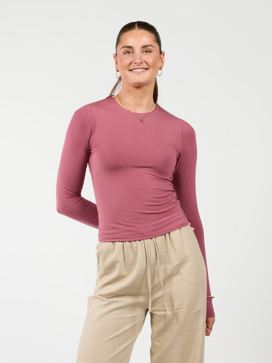 Liza long sleeve top | Mauve pink | Tall