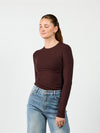 Liza long sleeve top | Donkerbruin | Tall