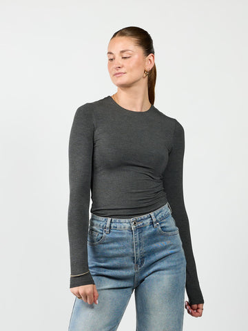 Liza long sleeve top | Donkergrijs | Tall