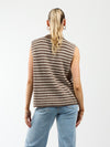 Lola Knitted Spencer met Knoopjes | Bruin wit gestreept | Tall
