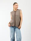 Lola Knitted Spencer met Knoopjes | Bruin wit gestreept | Tall