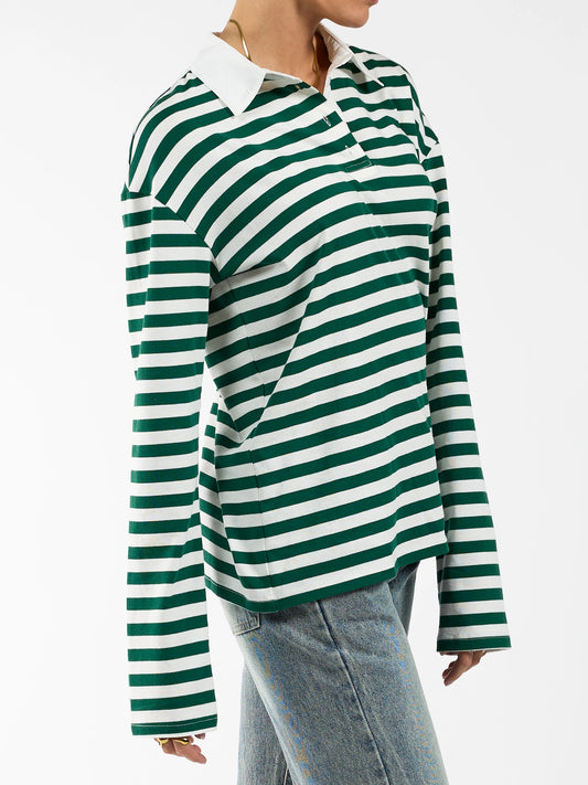 Lucy Polo | Gestreept groen wit | Tall