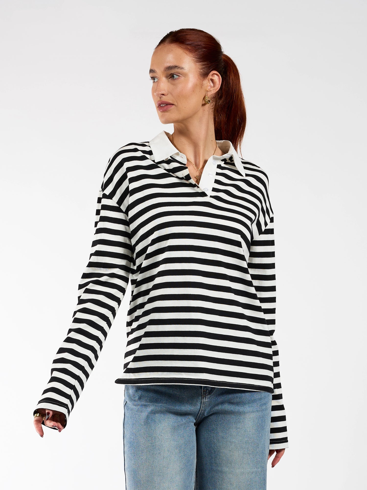 Lucy Polo | Gestreept zwart wit | Tall