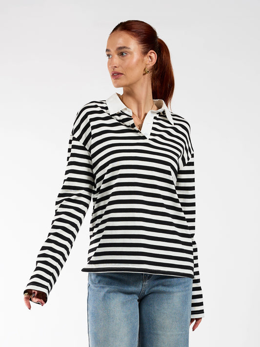 Lucy Polo | Gestreept zwart wit | Tall