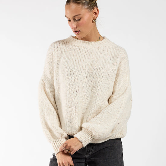 Knitted sweater Lulu Cream Tall Soft material Extra long