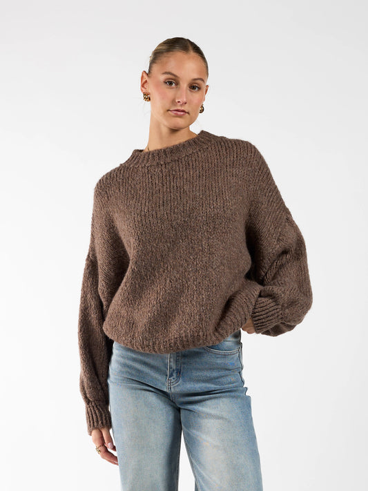 Lulu | Gebreide trui | Bruin